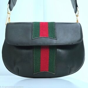 Authentic‎ GUCCI Web Red Green Hobo Crossbody Shoulder Bag Clutch Wallet